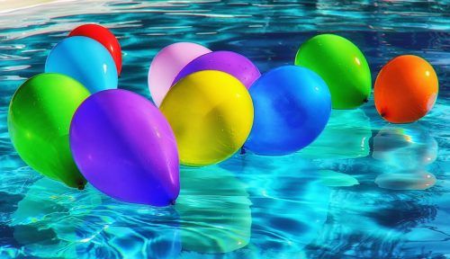 baloons in pool for sober party