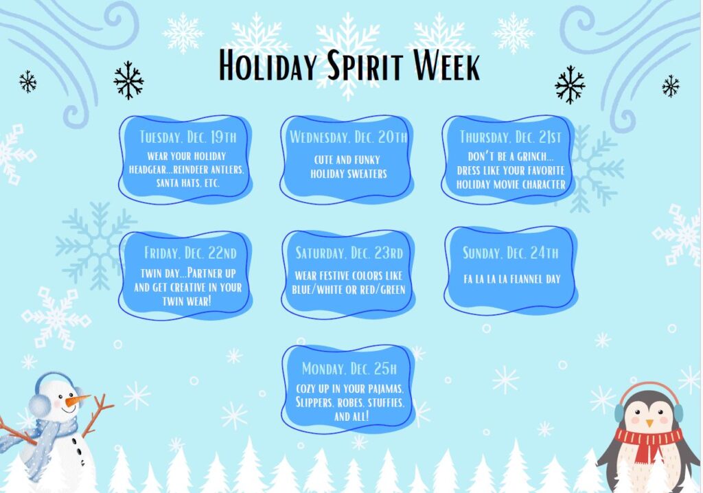 best gift rehab for the holidays - a schedule of fun activities.