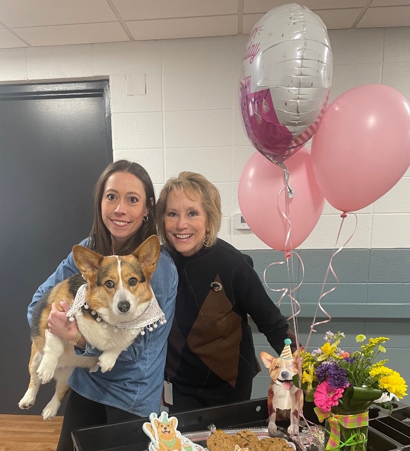 therapy dogs of Sanford Rae and Jacque with Apol